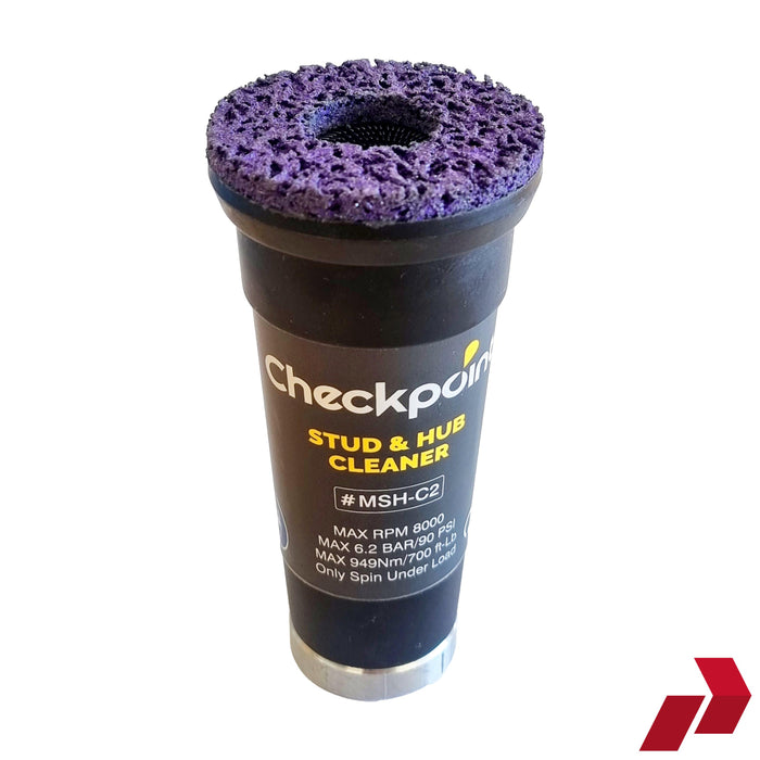 Checkpoint stud and hub cleaner with purple foam on a white background