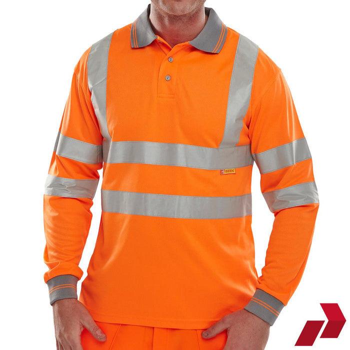 Hi-Vis Long Sleeve Polo Shirt - Orange