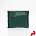 Green fabric square with black border on a white background