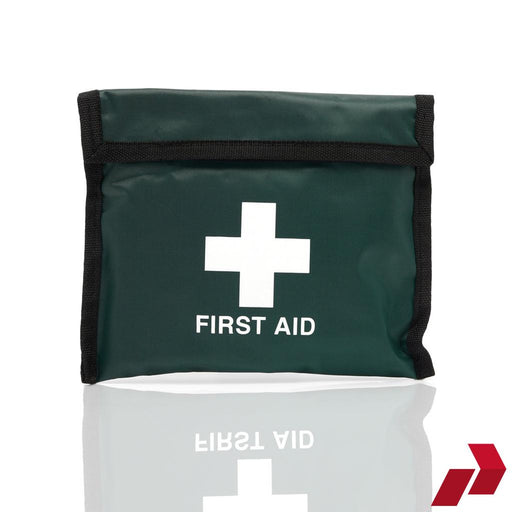 Green first aid kit with a white cross and 'FIRST AID' text on a white background