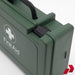 Green first aid kit with visible brand logo on a white background