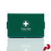 Green first aid box with a white cross symbol on a white background