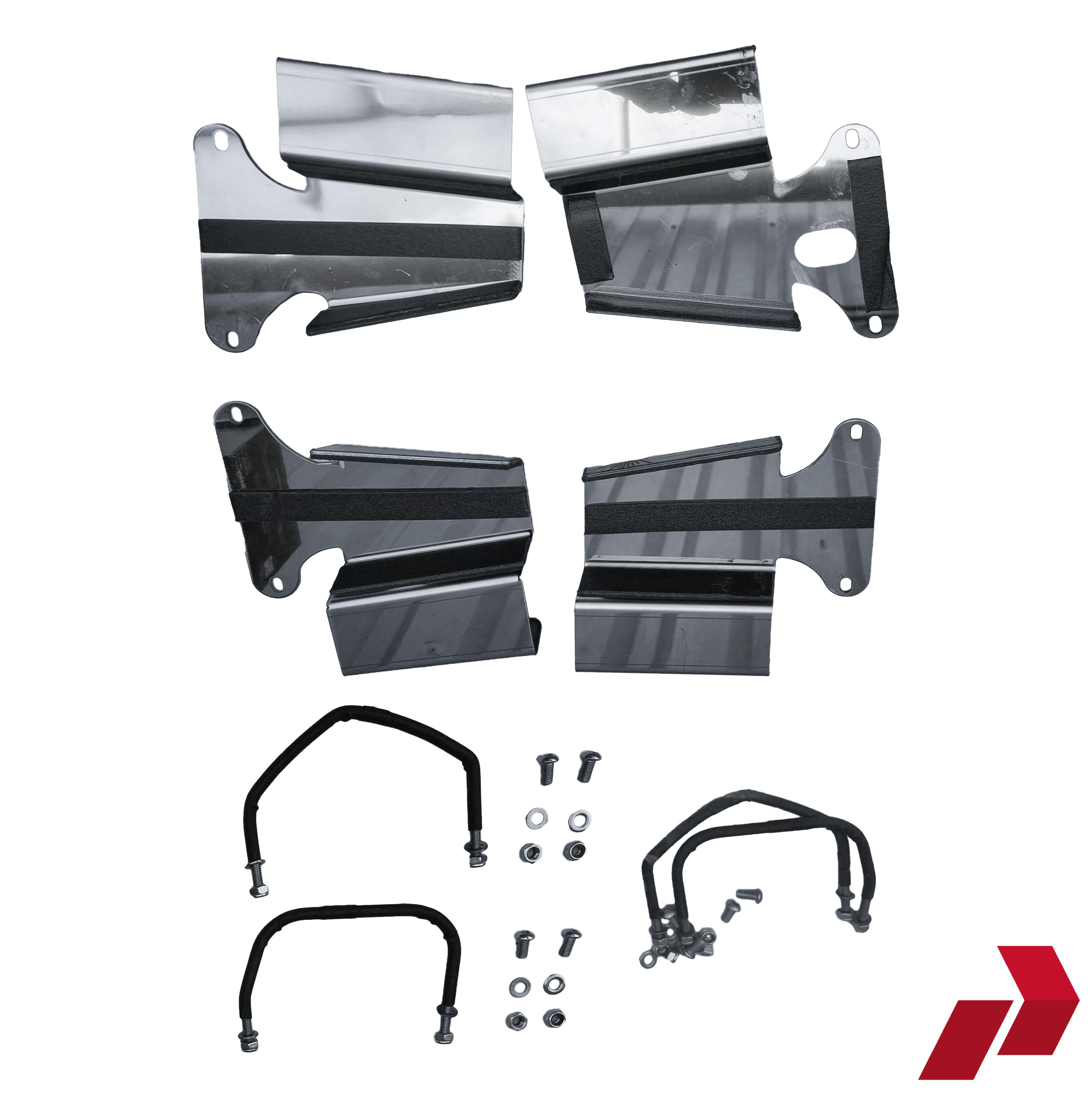 Iveco S/X Way Stainless Steel Mirror Guard parts on a white background
