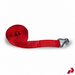 Red 5000kg webbing strap with claw hook at one end, coiled