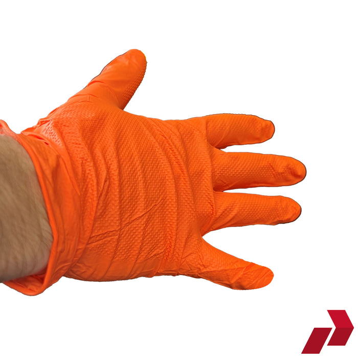 Ultra Heavy Duty Textured Orange Nitrile Gloves