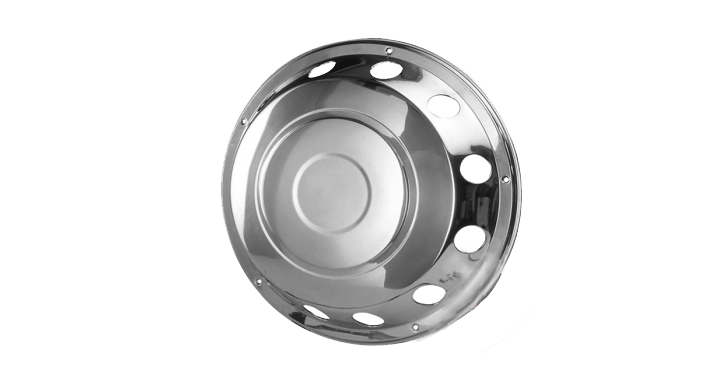 Scandinavian style trim - product photo with white background. it shows a closed center, decorated by three circles of differing indentations. Quite a simple look, but smart.
